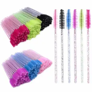 Factory price disposable mascara wand eyelash brush makeup,crystal shimmer eye lash comb spoolie lash brush