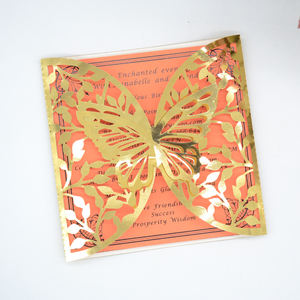 Invitation de mariage, de Quinceañera, de fête des 16 ans ou de douche nuptiale, avec décoration papillon pop-up élégante découpée au laser - Product Image 5