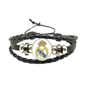 <span class=keywords><strong>UEFA</strong></span> <span class=keywords><strong>Champions</strong></span> <span class=keywords><strong>League</strong></span>, logotipo del club de fútbol europeo, pulsera de cuerda de cuero ajustable tejida con gema de tiempo - Product Image 2