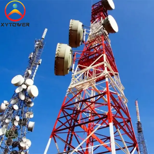Torre de antena de microondas de comunicación de señal Wifi 4G 5G con soporte propio de acero angular de 25m