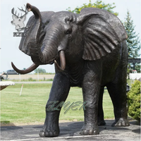 Grande sculpture animale en cuivre personnalisée sculpté à la main Statues d'éléphant en laiton bronze indien