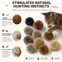 Jouet pour chat en fausse fourrure multicolore, pompon moelleux et léger, balle interactive pour chatons d'intérieur