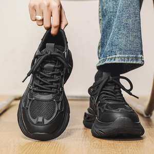 Empire Pipe – baskets épaisses pour hommes, en maille noire, à lacets, sportives, respirantes, toutes saisons, chaussures décontractées à bout rond - Product Image 4