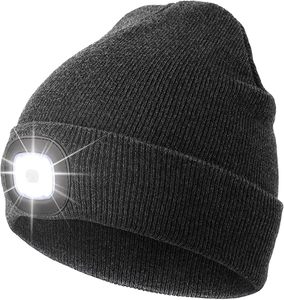 Gorro Unisex con Luz, Gorro con Linterna Frontal Recargable por USB, Regalos para Papá, Hombre, Esposo, Gorro de Punto Cálido - Product Image 1