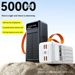 พาวเวอร์แบงค์พลาสติก 10W 50000mAh ชาร์จเร็วพิเศษ พร้อมสายชาร์จสี่เส้น สำหรับตั้งแคมป์กลางแจ้ง สายคล้องคอ และแผงโซลาร์ - Product Image 5