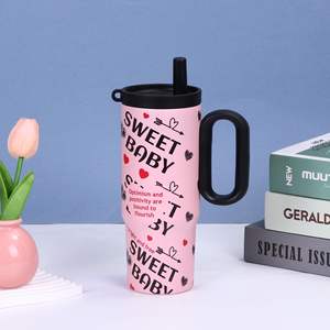Bouteille isotherme sous vide de 30oz personnalisée Thermos avec grande poignée Bouteille d'eau intégrée dans la paille Cadeaux de Noël - Product Image 5