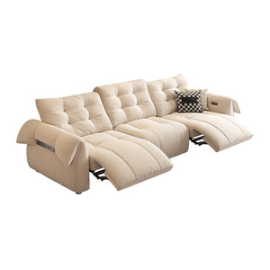 Sofá Reclinable Estilo <span class=keywords><strong>Cine</strong></span> Modelo 2026, Tres Plazas, Extensible, Ajustable, Tapizado en Chenilla Color Crema Resistente a Arañazos de Gatos - Product Image 5