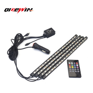QIDEWIN <b>LED</b> Ambient <b>Light</b> 5050RGB 18SMD 4pcs Car Footwell <b>Light</b> <b>With</b> <b>Remote</b> Control Decorative Interior Lighting - Product Image 1