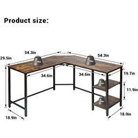 Bureau d'angle convertible moderne en forme de L avec armoire de rangement durable, poste de travail pour la maison ou le bureau