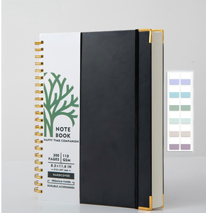 Carnet à spirales avec couverture en cuir rigide de 300 pages, papier de qualité supérieure et coins protégés en or pour l'écriture et la planification - Product Image 3