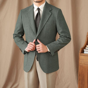 Veste de costume pour <span class=keywords><strong>homme</strong></span> en <span class=keywords><strong>jean</strong></span> bleu de haute qualité, décontractée, respirante, extensible, à simple boutonnage, à revers en pointe, coupe ajustée, <span class=keywords><strong>blazer</strong></span> sport pour <span class=keywords><strong>homme</strong></span> - Product Image 4