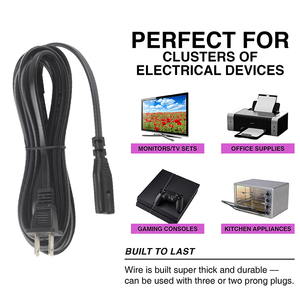 3m NEMA 1-15P to IEC C7 2 Prong Replacement TV Power Lead for <strong>Computer</strong> Laptop PC - Product Image 5
