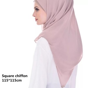 Foulard uni en mousseline pour femme, hijab, châle imprimé couleur unie, bandeau, écharpe musulmane - Product Image 1