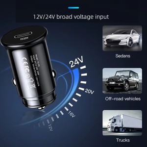 PD Type C Car <strong>Socket</strong> - Mini 20W Fast <strong>Charging</strong> USB-C PD Car Charger, 12-24V Wide Voltage, Compatible with Android Auto - Product Image 4