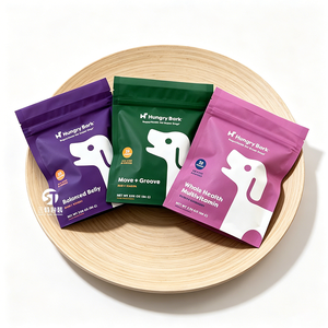 Nouvelles pochettes personnalisées imprimées pour aliments pour animaux de compagnie, impression numérique, sacs en aluminium pour nourriture pour chiens et chats, pochettes verticales. - Product Image 1