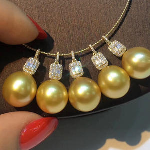 Pendentif en perles d'or naturelles exquises de 12-13 mm, face impeccable, polyvalent, cadeau de luxe pour un anniversaire, pour les trajets quotidiens, avec un coffret cadeau élégant - Product Image 2