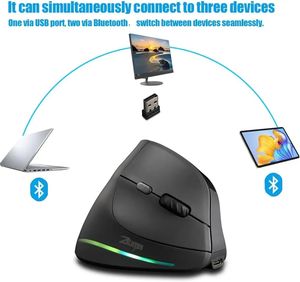 Souris sans fil verticale ZELOTES F-35C, silencieuse, RGB programmable, ergonomique, rétroéclairée, optique, pour ordinateur - Product Image 2