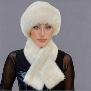 Kadın kış Rex tavşan kürk örme kulak kap ve uzun eşarp Set rahat şapka ve eldiven - Product Image 3