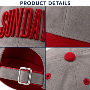 Cappellino da Baseball Personalizzato con Ricamo 3D in Camoscio, Bicolore Grigio e Rosso, Stile Casual Premium con Chiusura Snapback - Product Image 2