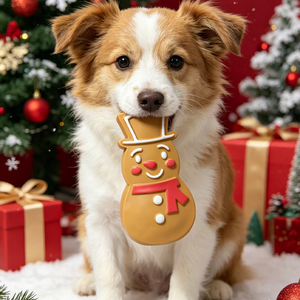 Juguetes de Navidad para Perros con Forma de Galleta de Jengibre, Pelota de Látex Duradera con Sonido, Juguetes Interactivos para Masticar para Cachorros, Alivio del Aburrimiento y Dientes Sensibles - Product Image 3