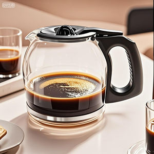 Jarra de Vidrio de Borosilicato de 12 Tazas con Acero Inoxidable y PP para <span class=keywords><strong>Cafetera</strong></span> <span class=keywords><strong>Oster</strong></span>, Repuesto con Tapa, Estilo Americano - Product Image 1