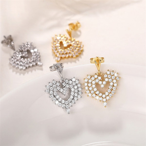 Orecchini Pendenti a Cuore Scintillante per Donne, Orecchini Pendenti con Effetto Pavé, Gioielli di Moda per Uso Quotidiano e Feste - Product Image 3