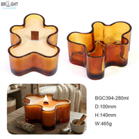 Pot à bougie en verre ambré de haute qualité à fond épais, design créatif en forme de pétale, récipient à bougie décoratif pour la décoration de la maison