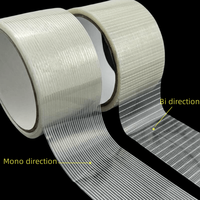Rouleau d'emballage de feuillard renforcé en fibre de verre thermofusible simple face Adhésif imperméable Bi-Way Cross Mesh Filament Tape