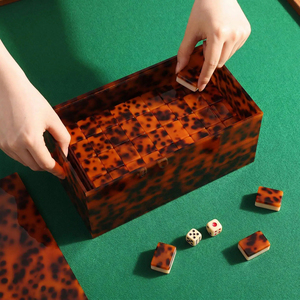 Caja de Mahjong Vacía de Acrílico con Diseño de Caparazón de Tortuga, Caja de Almacenamiento para Fichas Americanas y Cartas de Mahjong, Caja de Exhibición Transparente - Product Image 6