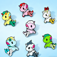 Broche Mignonne en Métal Motif Poney Arc-en-ciel de Dessin Animé, Badge Commémoratif, Autocollant Téléphone en Métal Forme Licorne Sirène, Vente en Gros Personnalisée