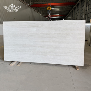 Pierre artificielle Goldtop 7022 Travertin Ivoire PD, quartz imprimé blanc, design moderne de luxe, grande dalle polie, comptoir d'hôtel - Product Image 4
