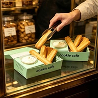 Boîte en papier personnalisée pour boulangerie à emporter, avec compartiments divisés, pour bâtonnets de biscuits, emballage pour coupes de sauce, boîte en papier pour café, vente au détail, collations