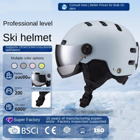 Casque de ski avec lunettes intégrées, visière relevable, compatible OTG, 12 ports de ventilation, bord en éponge, doublure chaude, pour hommes et femmes, vente en gros