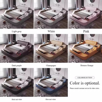 Muebles de Dormitorio Modernos de Lujo, Camas Tapizadas con Masaje Eléctrico, Cama Doble King Size con Estructura de Cuero y Diseño con TV Integrada