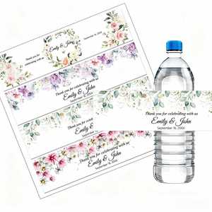 Étiquettes personnalisées pour bouteilles d'eau de remerciement de mariage, autocollants en vinyle, cadeaux de mariage/fiançailles, cadeau d'anniversaire - Product Image 1