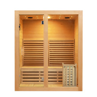 Ruang uap Sauna luar ruangan persegi tradisional kustom kompor kapasitas 4 orang Cedar merah pengalaman taman pemanas Malles De Sauna
