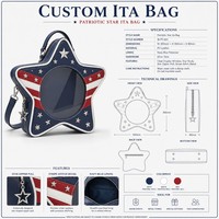 Sac à bandoulière personnalisé en forme d'étoile, style Americana, avec appliqué rayé et doublure marine, idéal comme cadeau