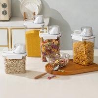 Distributeur de céréales hermétique en plastique avec bouton poussoir pour farine, grains et riz – Organisateur de garde-manger de cuisine