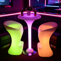 Table de bar LED rechargeable et étanche, table haute lumineuse en plastique PE pour restaurant, bar, salon, hôtel, OEM, sur mesure, vente en gros