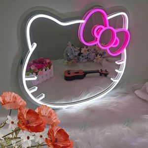 Il Best-seller di alta qualità Kitty Cat specchietto per il trucco al Neon insegna al Neon LED tavolo Vanity Custom segno di riduzione tariffaria - Product Image 1