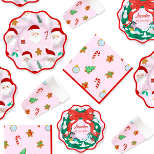 DAMAI Christmas Party Supplies <b>Disposable</b> Dinnerware Tableware Favors for 8 Guests Christmas Party Plates Napkins Tableware Set - Product Image 2
