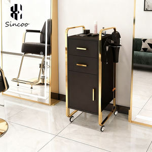 Stainless Steel Gold Salon Hairdressing <b>Trolley</b> with Hairdryer Stand 3 Drawers Easy to Move and Customizable - Product Image 2
