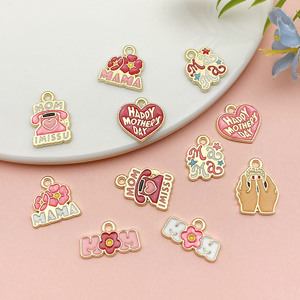 Heureuse fête des mères amour coeur coloré alliage pendentif breloques pour bijoux à bricoler soi-même faisant des porte-clés - Product Image 5