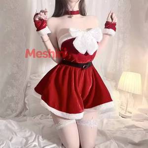 Costume de Noël pour femme, robe rouge, ensemble haut et jupe, tenue de fête, cosplay, performance - Product Image 3