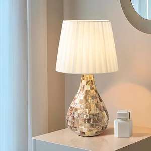 Lampe de <span class=keywords><strong>table</strong></span> <span class=keywords><strong>d</strong></span>'intérieur en coquillage naturel, œuvre <span class=keywords><strong>d</strong></span>'art, lampe de <span class=keywords><strong>table</strong></span> <span class=keywords><strong>d</strong></span>écorative, salon, chambre à coucher, hôtel, lampe de <span class=keywords><strong>table</strong></span> en tissu - Product Image 2