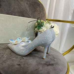 Zapatos de Tacón Alto JimmysChoos JC Crystal Slip-On para Novia, Estilo Princesa, con Pedrería, Súper Brillantes, Modernos, de Lujo y Alta Calidad - Product Image 4