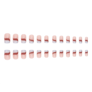 Lot de 24 faux ongles à presser en ABS, design français, longs, carrés, dégradés, avec colle à ongles et emballage élégant pour les doigts - Product Image 4