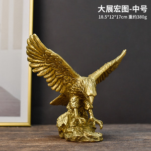 Statua di Animale Desert Eagle 3D in Poliresina Personalizzata con Aerografo Dorato, Ali Aperte, Scultura Decorativa per la Casa - Product Image 5