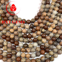 Perles rondes de 6mm en gros de jaspe panaché rouge naturel Perles naturelles
