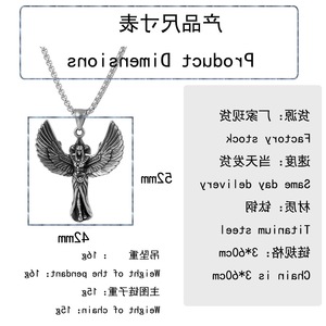 Yunnique – collier avec pendentif ange ailé en acier inoxydable pour hommes, style rétro Punk, chaîne de 60cm, bijoux à la mode européenne et américaine - Product Image 2